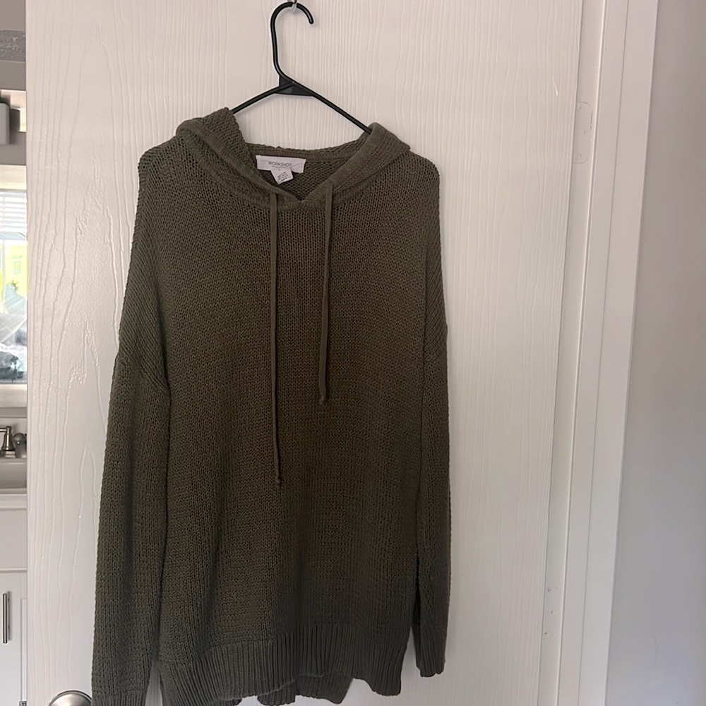 Army Green Knitted Hoodie